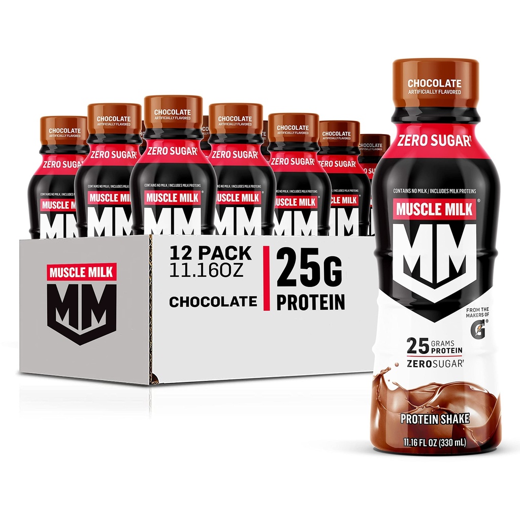 Svalové mlieko Skutočný proteín Shake, Čokoláda, 25g Bielkoviny, 11,16 Fl Oz (Pack of 12), Balenie May Vary
