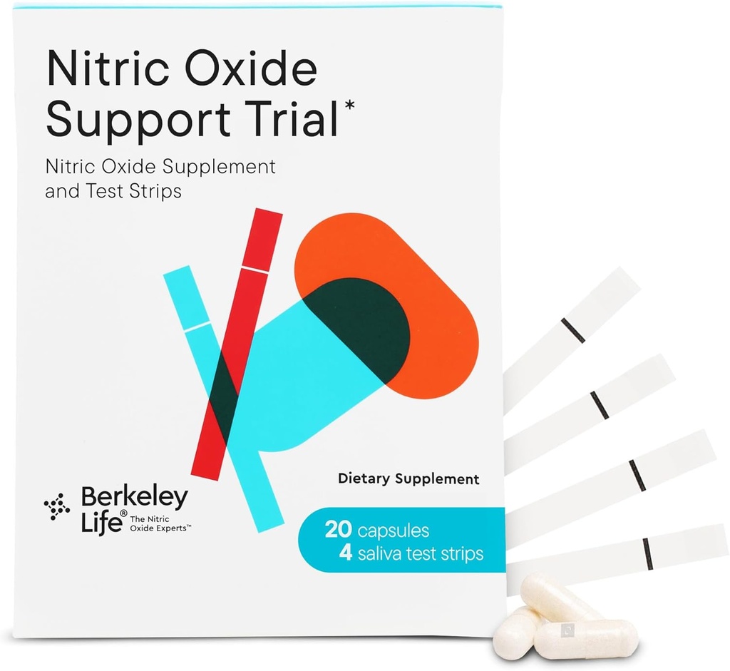 Berkeley Life Professional - Booster & Testovacie prúžky oxidu dusnatého - 20 dní Kapsule a 4 testovacie prúžky - skúšobné balenie