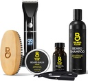 Brad Club Grooming Bundle: Trimmer pre mužov & Care Kit - zahŕňa bezdrôtové elektrické trimmer, rovný okraj Razor, šampón, Cedar Balm & Oil, Kefa - 8 Guides, 45 Dĺžka