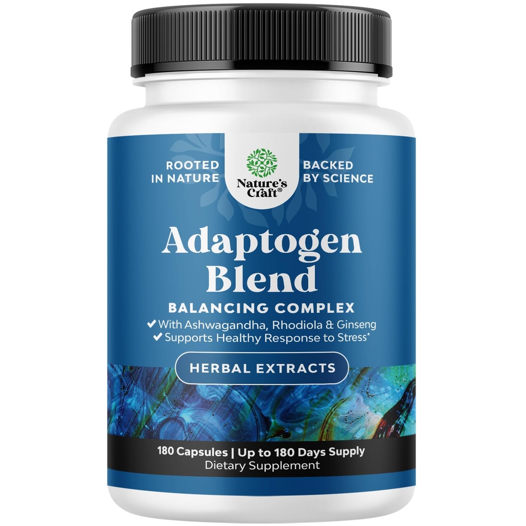 Bylinné adaptéry Mood Suplement - Ukľudňujúce adaptéry doplnok pre stres & Cortisol Management s Ashwagandha Rhodiola Rosea & Maca Root - Vegan Non GMO & Daytime Friendly -180ct