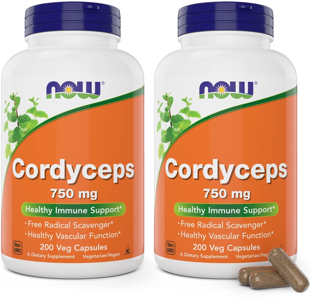 TERAZ Potraviny Cordyceps 750mg 200 Veg Caps - Organické Cordycep Sinensis Mycelium Mushroom v non-Organic Kapsule - Vegan, Non-GMO