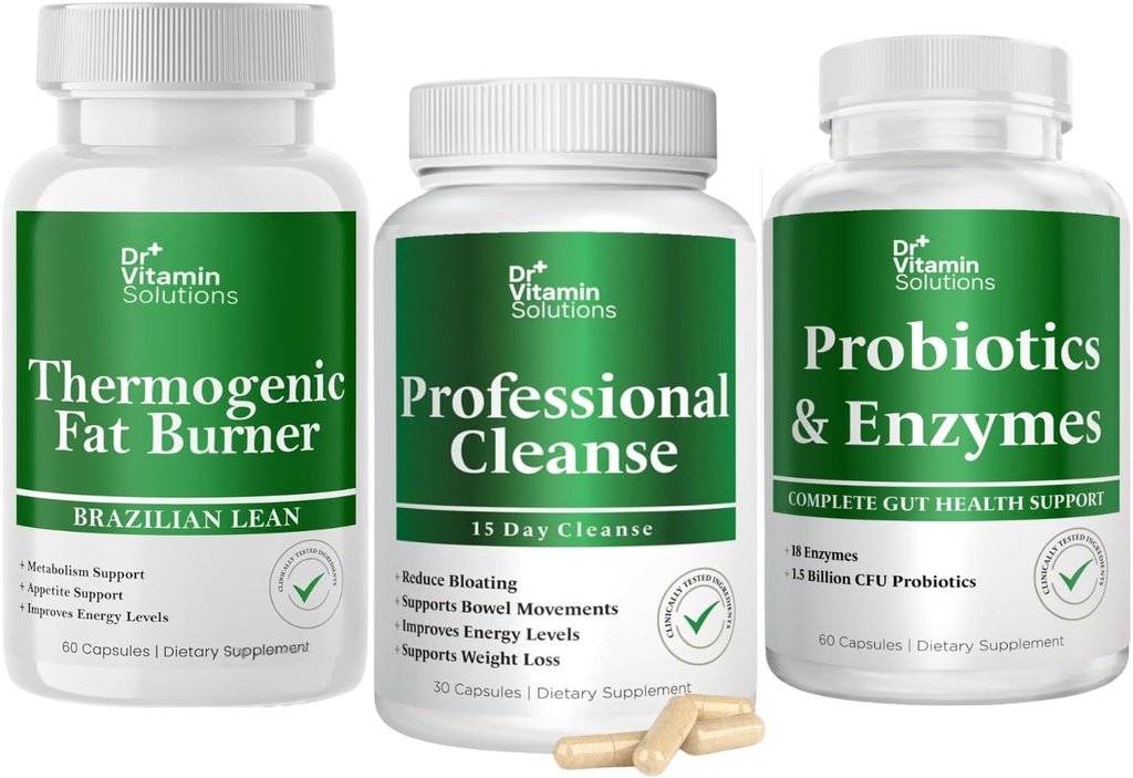 DR VITAMIN SOLUTIONS Termogénny spaľovač tukov a profesionálny detoxikačný čistiaci prostriedok - 15 dní očistite pre riadenie hmotnosti, zdravie Gut a úľavu od chuti - 240 Caps