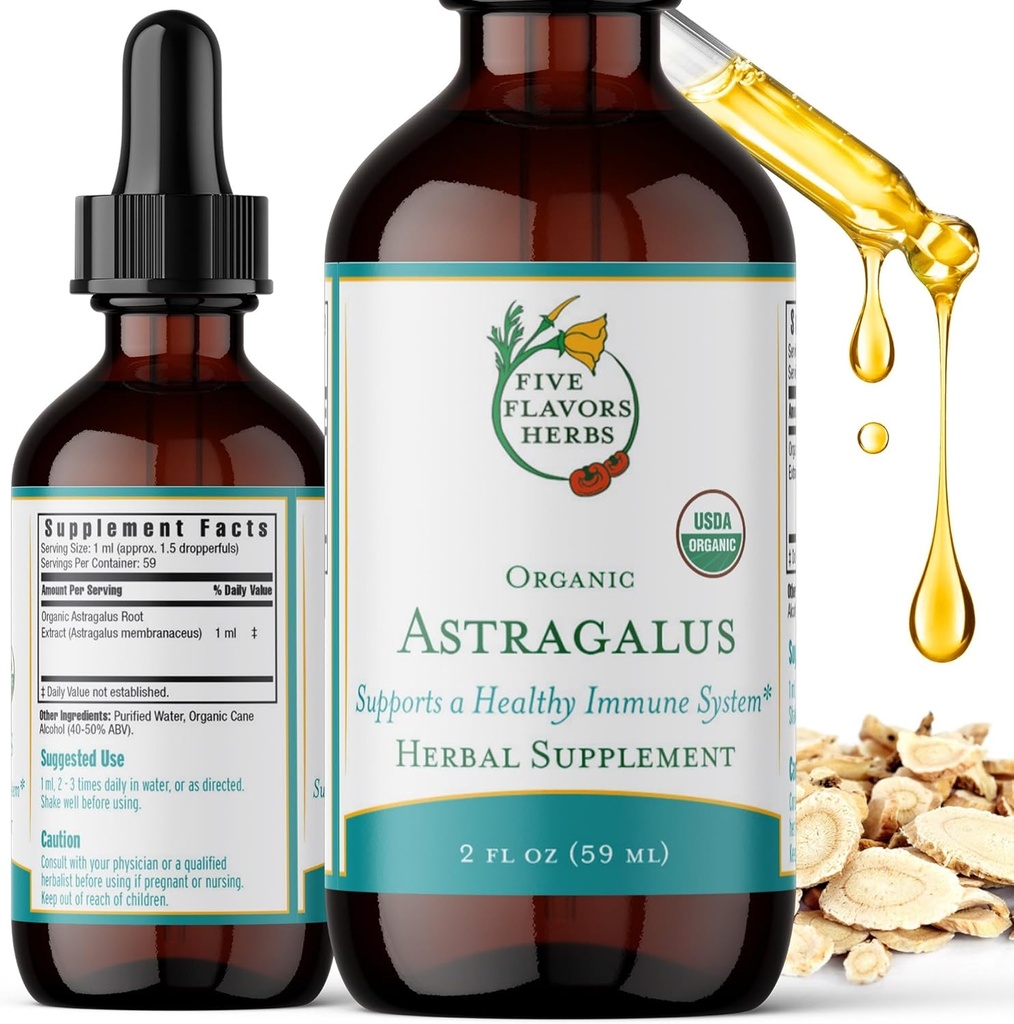 Astragalus Tinktúra - Imunitný systém Podpora, Podpora dýchania, Podpora tráviaceho systému, Maca, Bylinné doplnky - 2 Fl Oz