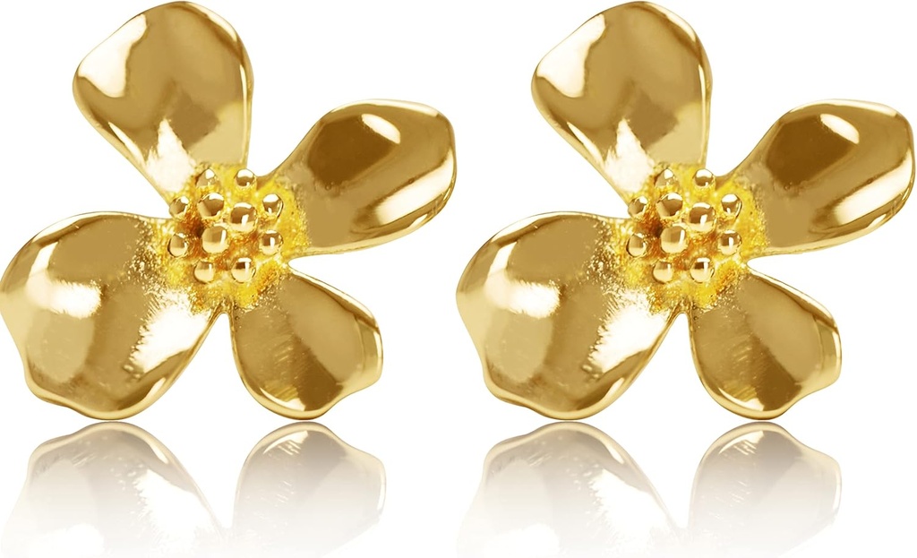 14K Gold Plated 925 Sterling Silver Kvety Lily Stud Náušnice
