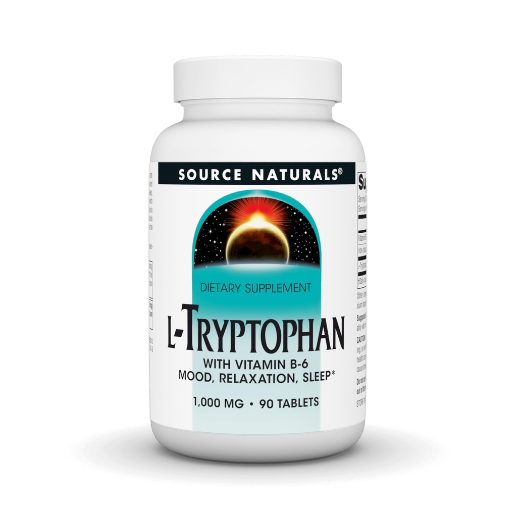 Zdroj Naturals L-Tryptofán s vitamínom B-6 Podpora Mood, Relaxácia a spánok -1000 mg - 90 tabliet