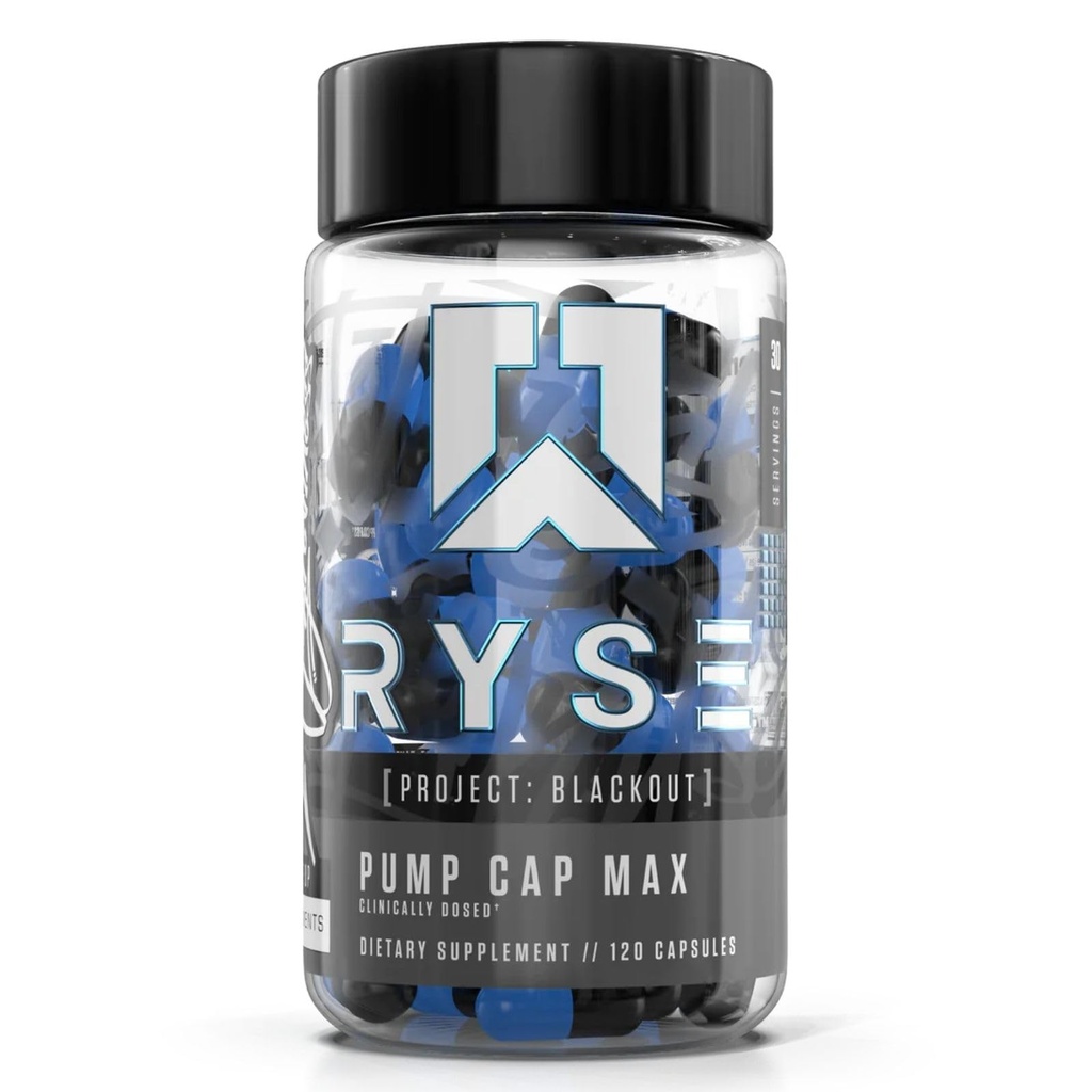 RYSE Project Blackout Pumpa Cap Max - Pred tréning oxidu dusnatého doplnok pre mužov s betaín nitráty a Citrulín Peptidy pre maximálne svalové čerpadlá a prietok krvi - 30 Servisov (120 Počet)
