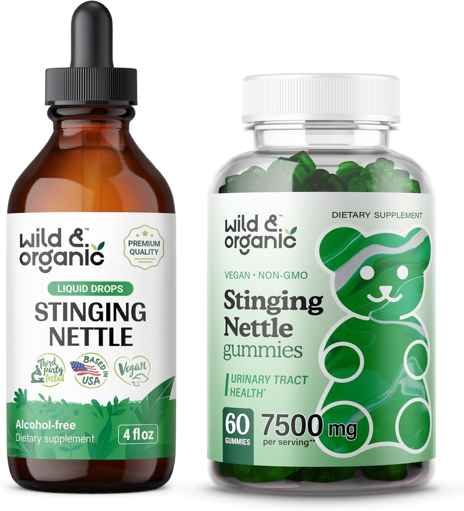Wild & Organic Stinging Nettle Root Tinture 4 fl oz & Stinging Nettle Root Gummies