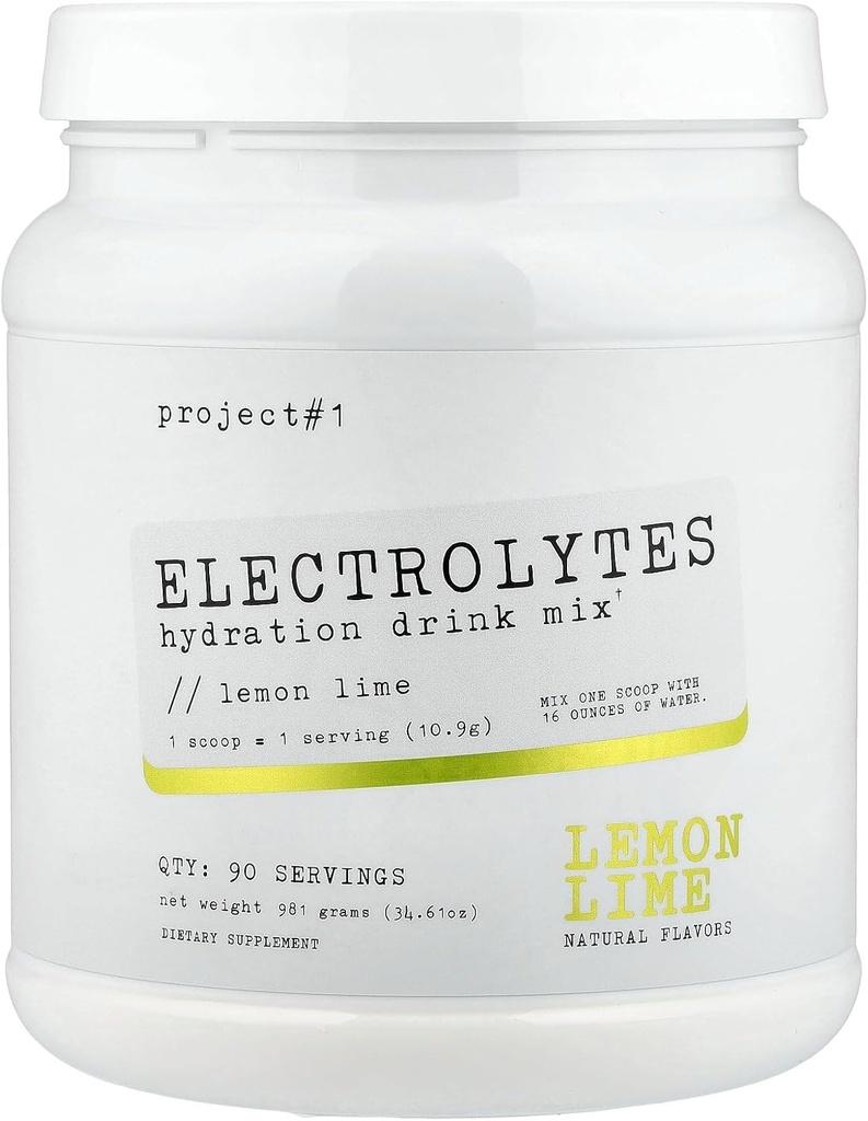 Projekt #1 Electrolyte Drink Mix - Citrónová vápenná príchuť - Zvýšená hydratácia draslíkom a kokosovou vodou - nízko kalórií, vysoko výkonný elektrolytný prášok pre fitness a vytrvalosť - 90 porcií