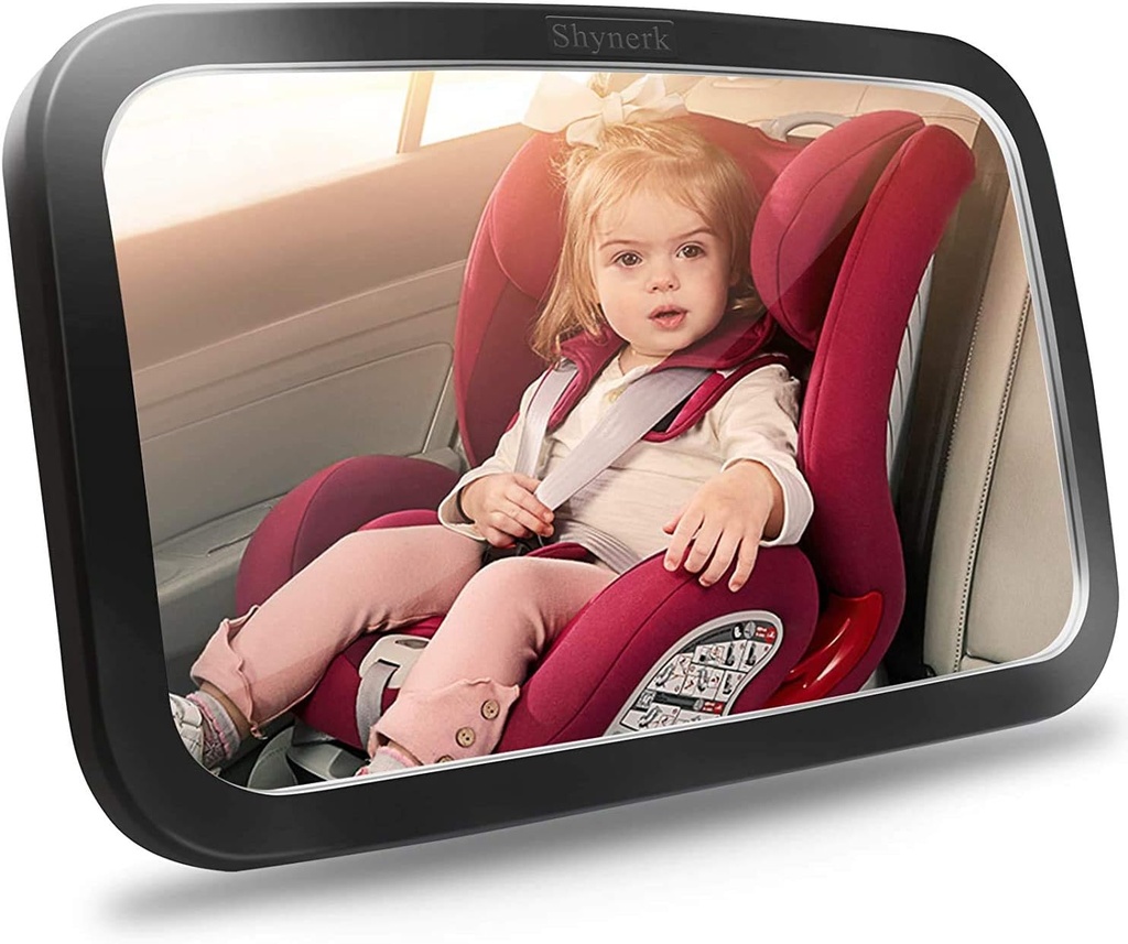 Shynerk Baby Car Mirror, Bezpečnostné auto Sedadlo Zrkadlo pre zadné tvár dieťaťa so širokým kryštálovým čistým výhľadom, Shatterproof, 360° Rotácia, Crash Testovaný a Certified