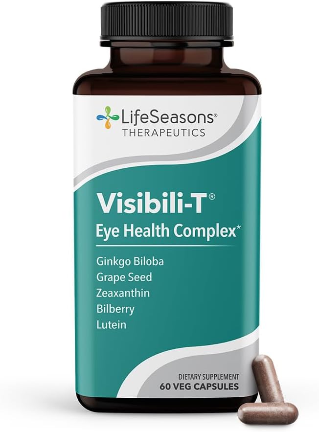 LifeSeasons Visibili-T s Bone Densi-T - Očné zdravie a vízia podpora doplnok - luteín, chróm, mrkva koreň, čučoriedky, Ginkgo Biloba, Hroznové semeno extrakt, lykopén, vitamín A a viac - 120 Kapsule