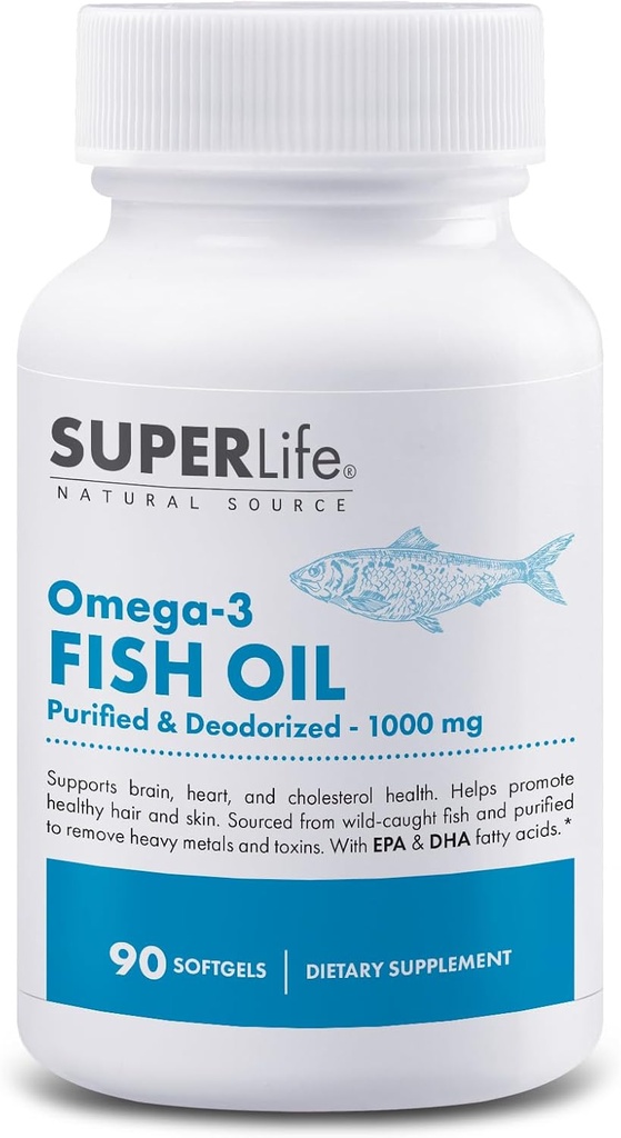 Omega-3 rybí olej - 1000 mg očistený a deodorizovaný z voľne žijúcich rýb s EPA & DHA mastné kyseliny 