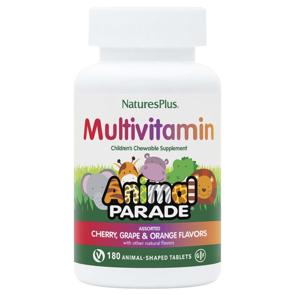 PrírodaPlus Detský sprievod Žuvacie multivitamíny - 180 Tablety na zdieľanie zvierat - Prírodné rozmanité príchute - Vegetariánske, bezlepkové - 90 Servisov