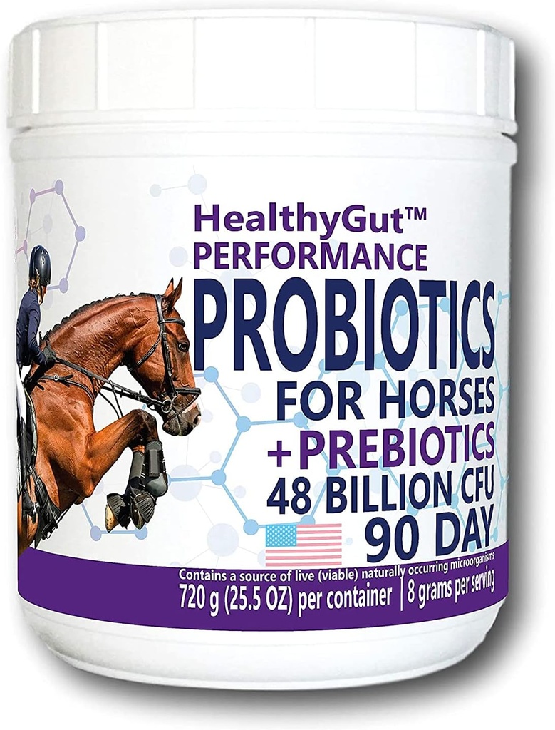 HealthyGutTM Probiotiká pre kone Diétny doplnok, All-Natural Digestive System Performance Formula (90 dní)