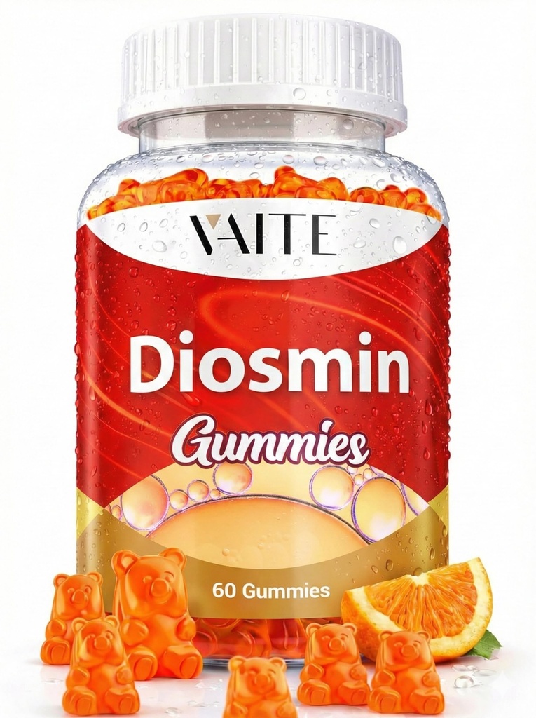 VAITE Diosmin 1000mg - Vein Suplements for Varicose Veins - Leg Health Supplement Formula Venous Optimizer, Citrus Bioflavonoidy, pomáha circulation for Legs, Chews Gummy, 60 Vegan Gummies