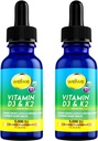 2 fľaše Tekutý vitamín D3 K2 kvapká 5000 IU s MCT olejom - Vegan Tekutý vitamín D doplnok k vyššej energetickej úrovni, nálada a imunitný systém, bez príchute, bez zápachu, bez lepidla, non-GMO, 2 Fl Oz