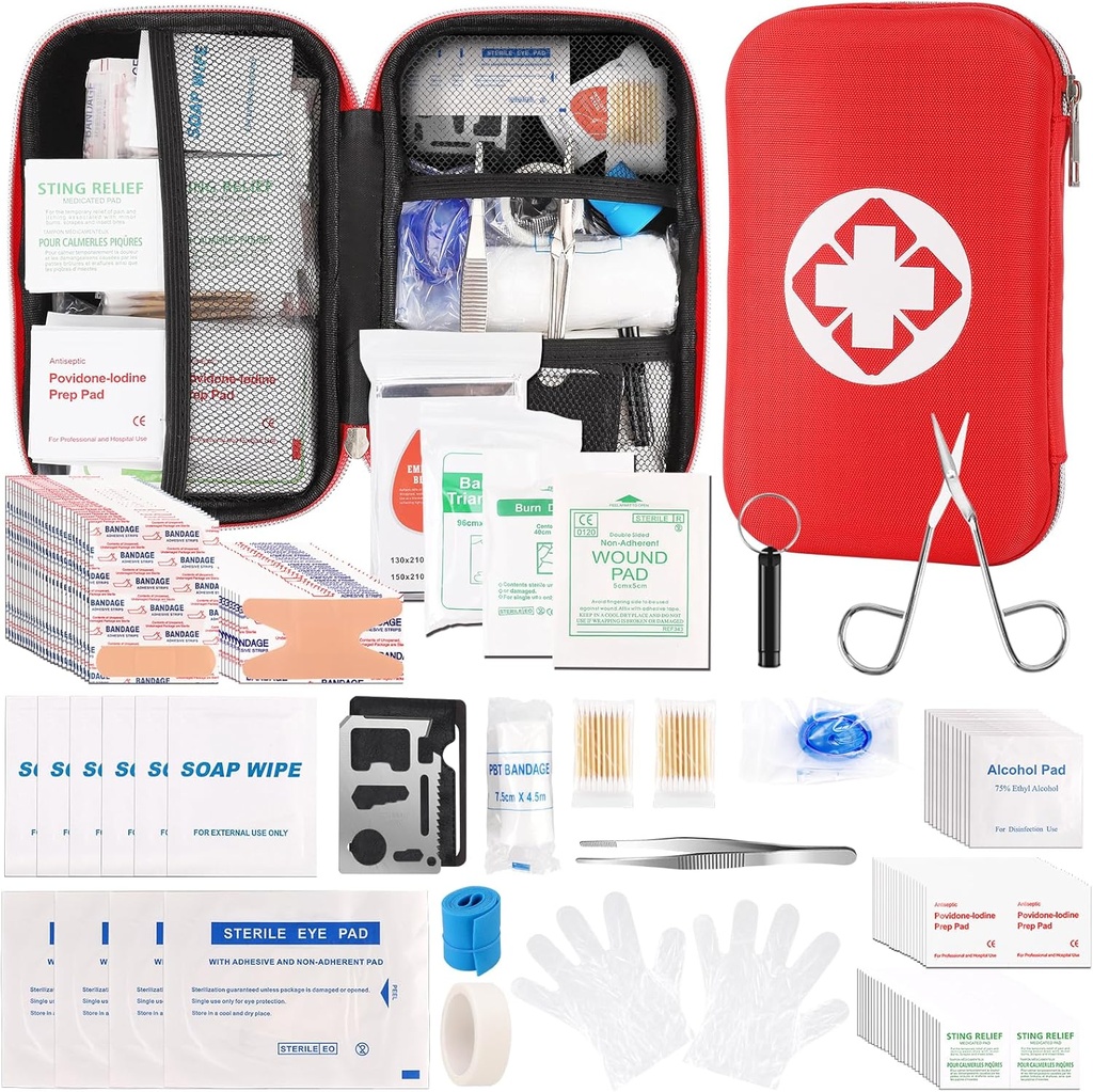Mini Travel First Aid Kit, Emergency Kit with 201PCS First Aid Supplies and Waterproof Compact Bag, Survival Medical Kit for Home Car Office Camping Pešia turistika