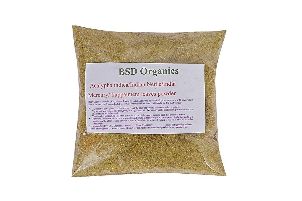BSD ORGANICS Powder of Acalypha indica/Indian Nettle/Indian Mercury/Indian Copperleaf/kuppaimeni (50 Gram / 1.7 Ounce)