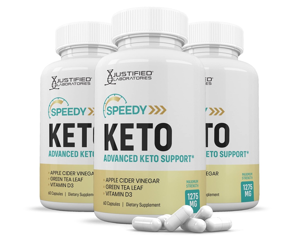 Spravodlivé laboratóriá (3 balenia) Speedy Keto ACV Tabletky 1275MG Formulované s Apple Cider Ocot Keto Podpora Zmes Alternatíva k Gummies 180 Kapsule
