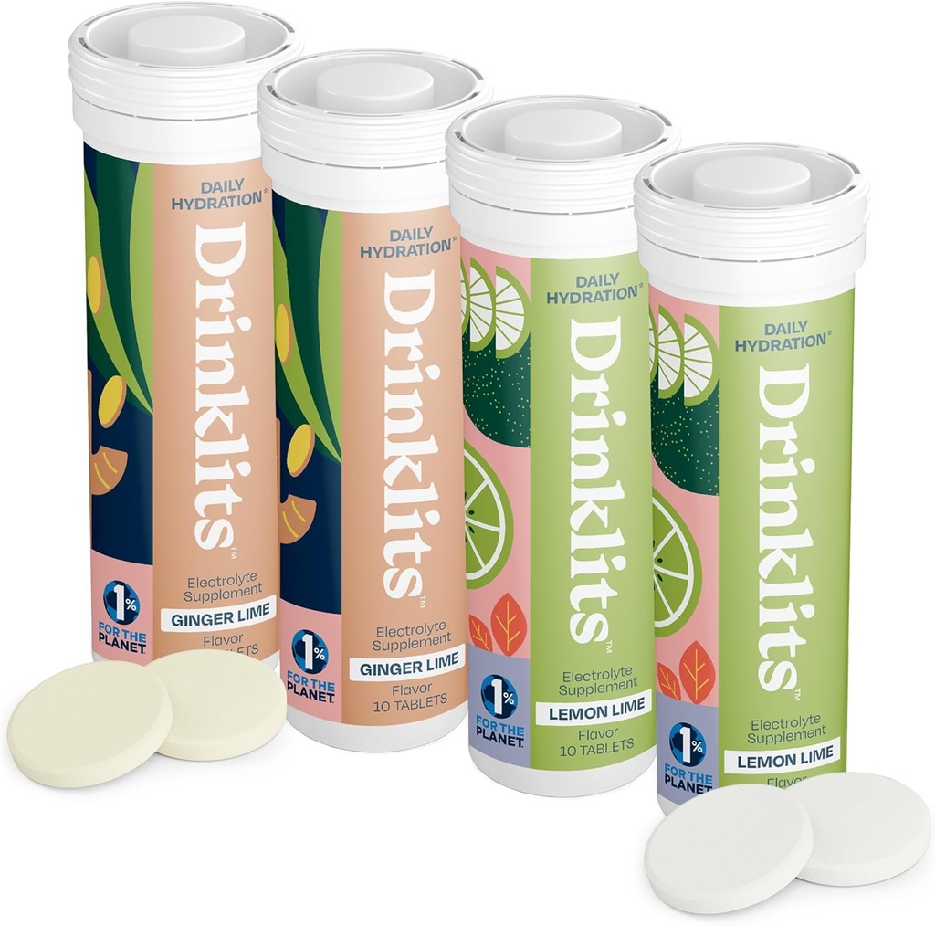 Drinklits Ginger-Lime & Lemon-Lime Electrolyte tablety (4) Tube Bundle 