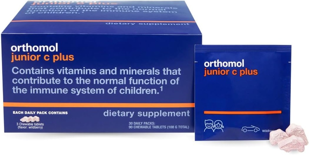 Ortomol Immun Junior C Plus, detský multivitamín, divinná chuť, 30-dňová ponuka