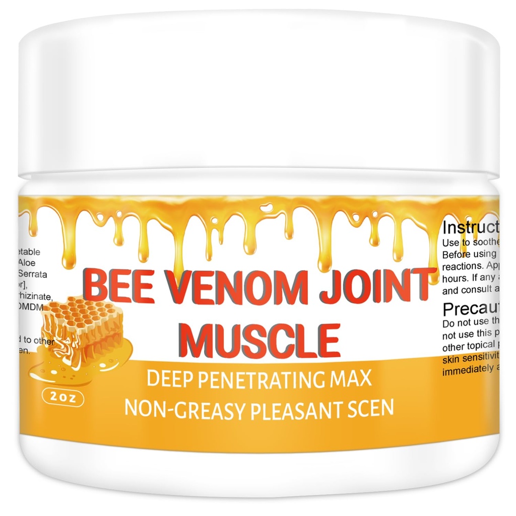 Organic Bee Venom Therapy Serum, Professional Joint & Muscle & Bone Release Cream - 24 Hour Soothing Effective Release for Back, Neck, Hand, Foot, Knee, Muscle, Shoulder, Hip, Nerve