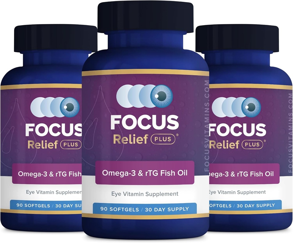 Zaostrenie Relief Plus suché očné Formula (270 ct. 90 Day Supply) Suché oko Omega 3 Supplement - Suché očné Relief Supplement - Omega 3 Rybí olej pre suché oko