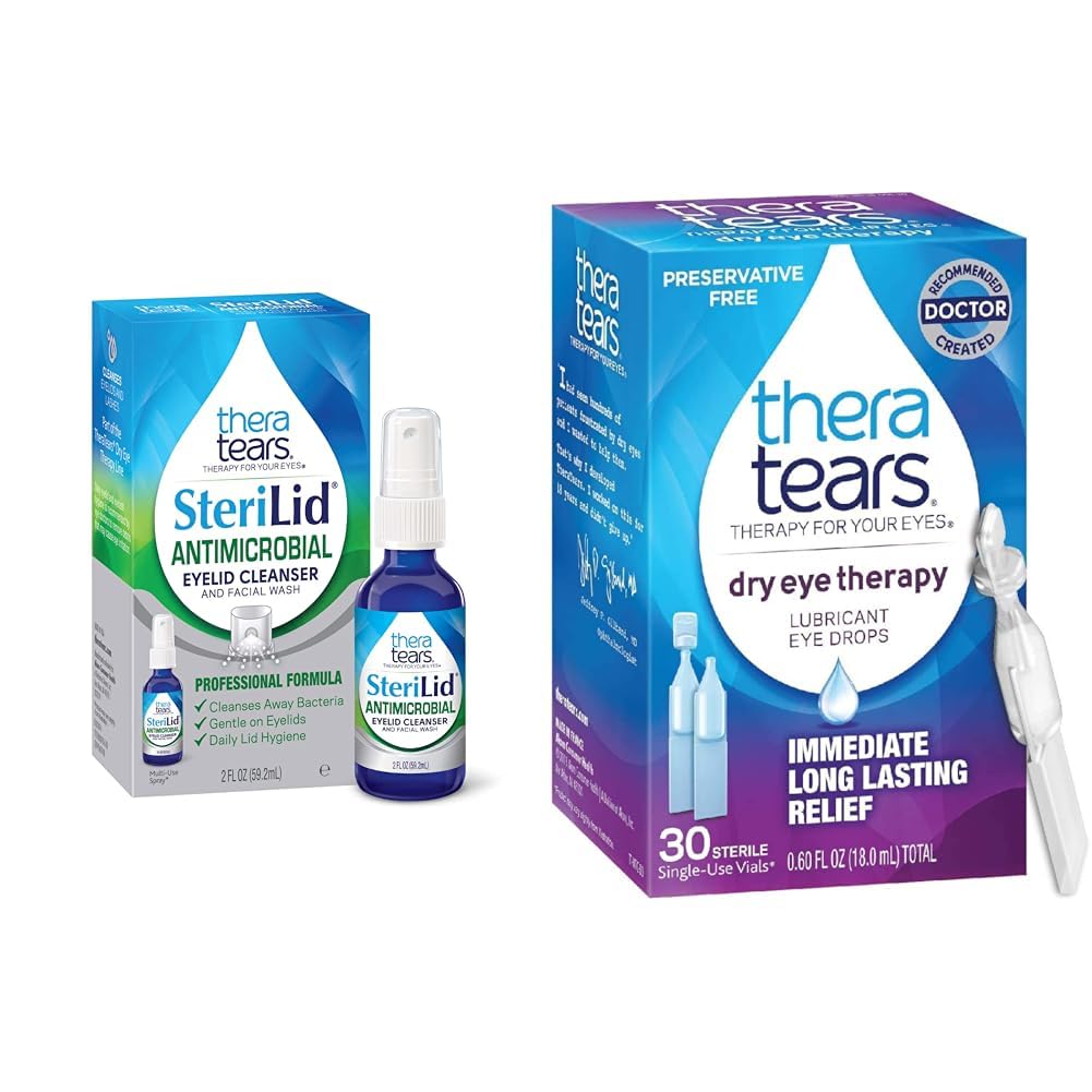 TheraTears SteriLid oči čistiace a suché očné terapie Lubricant očné kvapky Bundle, 2 fl oz a 30 injekčné liekovky