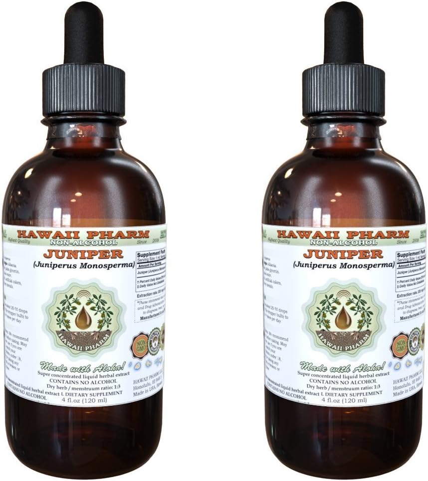 Juniper Liquid Extract-free Liquid, Organic Juniper (Juniperus Monosperma) Sušený Berry Glycerit Hawaii Pharm Natural Herbal Supplement 2x2 oz