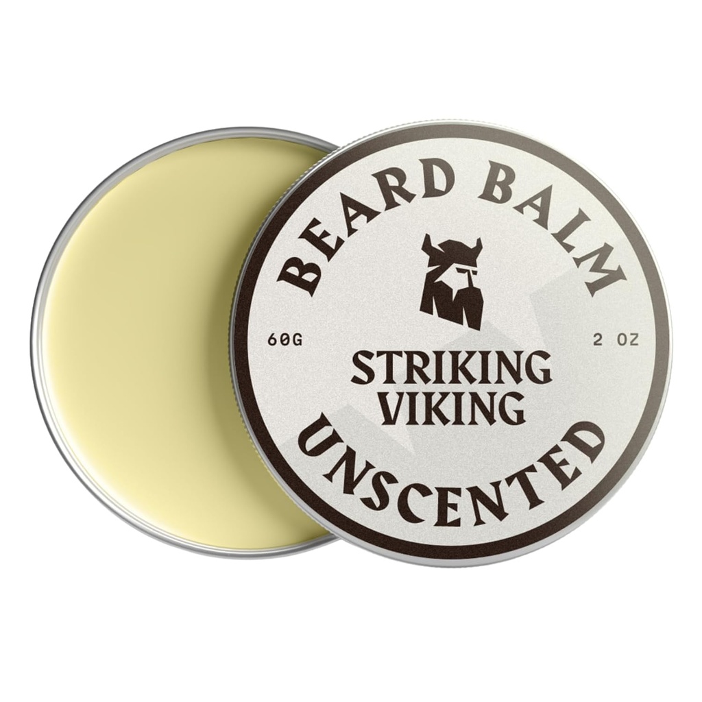 Striking Viking Brada Balm pre mužov - Leave in Beard Conditioner - Styling Balm vyrobený s prirodzene odvodené brada maslo, Argan & Jojobové oleje (2 Ounce (Pack of 1), Nevoňavé)