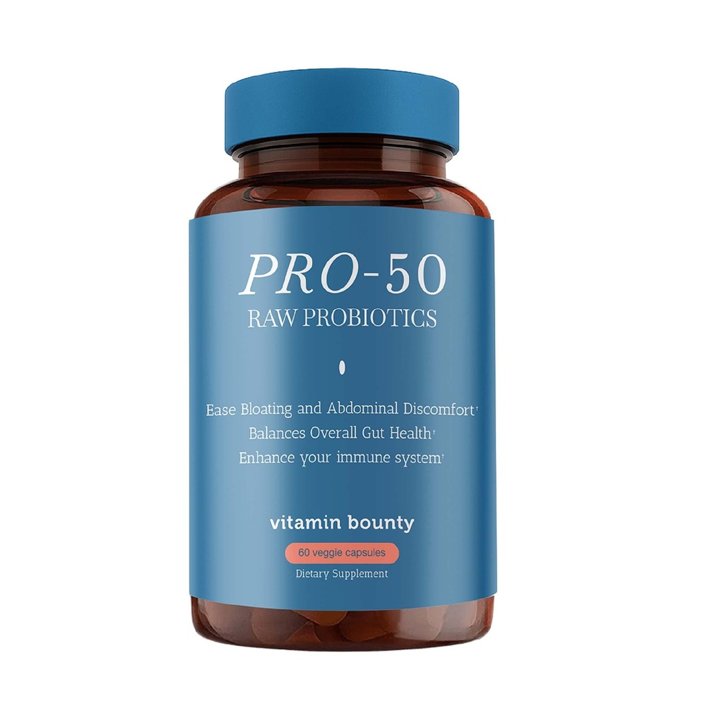 Vitamín Bounty Pro-50 Probiotiká 50 mld. CFU pre ženy a mužov - 13 Multi kmeň probiotiká + Prebiotiká - Digestívne zdravotné doplnky pre podporu zdravia Gut - Oneskorené uvoľnenie Kapsule pre mužov a ženy