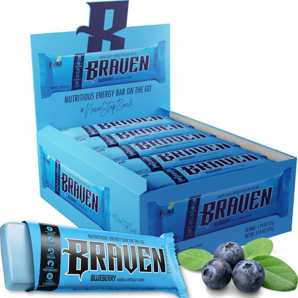 Braven Bar Blueberry Energy Bars (1.59 oz, Balenie po 20) 