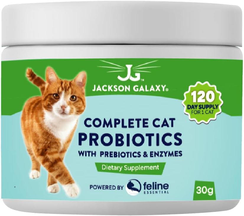 Kompletné Cat Probiotiká s prebiotikami a enzýmami Jackson Galaxy - Podpora trávenia, Imunitná podpora Diétny doplnok - Made in The USA