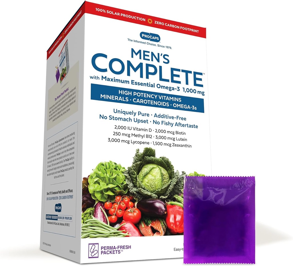 ANDREW LESSMAN Multivitamin-Men's Complete with Maximum Essential Omega-3 1000 mg 30 Packets - 30+ High Potencies of All Nutrients, Essential Vitamins, Minerals, Carotenoids. No Additives