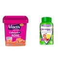 Vactiv Calcium Chews & Vitafusion Omega-3 Gumové vitamíny Bundle - 60 Žuvačky vápnika pre zdravie kostí + 120 Omega-3 Gummy pre zdravie srdca