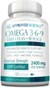 Schválená veda Omega 3-6-9-2400mg Denná zmes rýb, ľanových semien a borage olejov s vitamínom E - Wellness Support - Non-GMO, bez ortuti - 120 Softgels - 2 mesiace dodávky
