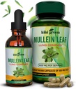 KIKI Green Mullein Kapsule & Liquid Drops Bundle - Mullein Leaf Extract Supplements, 90 Kapsule + 2 fl oz - pre podporu dýchania a imunity, Lepšia funkcia pľúc, Čistenie pľúc a úľava