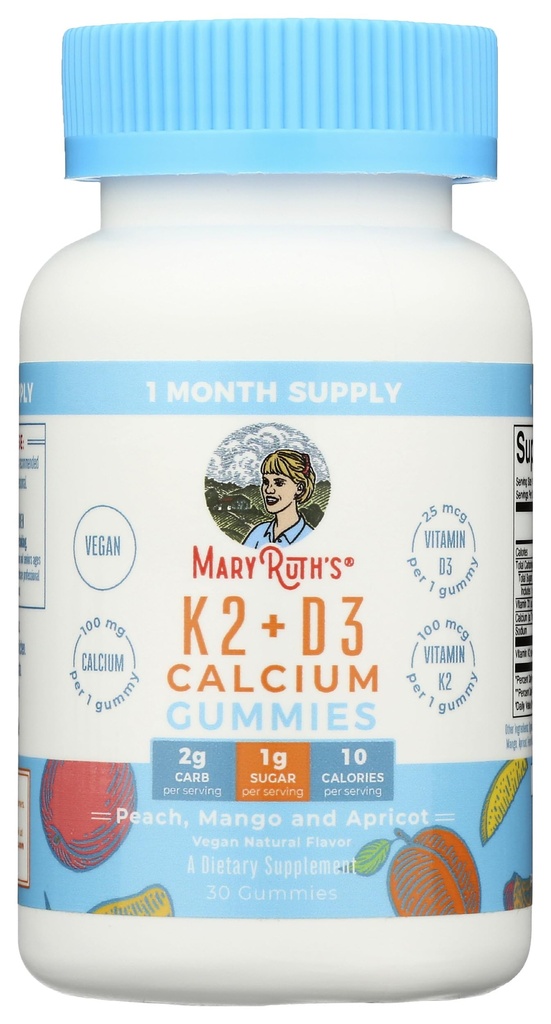 Vitamín K2 a D3 Mary Ruth + kalciové guličky, 30 Ct