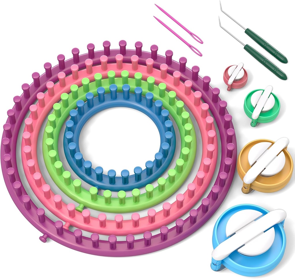 READAEER kolo pletanie Looms Set Craft Kit nástroj s hákovou ihlou a Pompom Maker