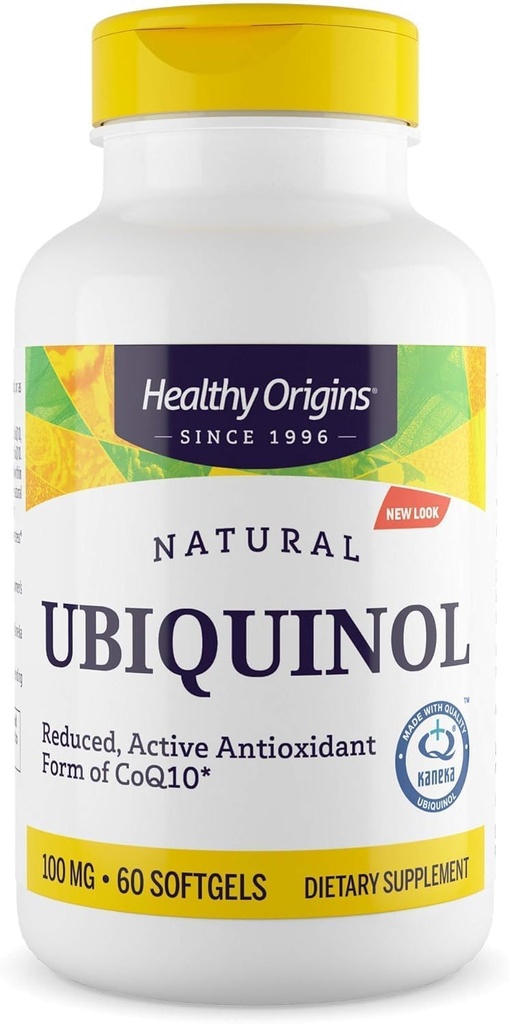 Healthy Origins Ubiquinol 100 mg (Kaneka QH, Non-GMO, Gluten Free, Heart Support, Energy Support), 60 Softgels