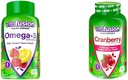 Vitafusion Omega-3 Heart Health Gummy Vitamíny s brusnicové Gumies pre ženy, 120 gróf Omega 3 EPA/DHA Berry Lemonade a 60 gróf 500mg Cranberry Juice Concentration per Serving