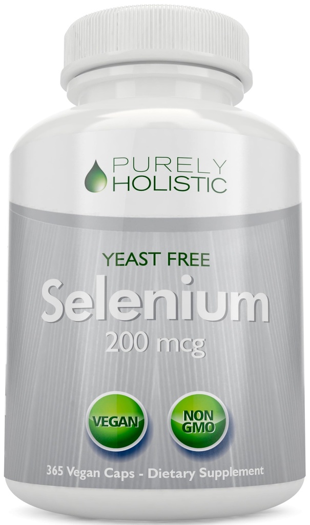 Selén 200mcg - 365 Vegan Kapsule nie sú tablety - Pure & Cuvet Free L- Selenometionín pre zlepšenie absorpcie - Podpora štítnej žľazy, srdca a imunitného systému - Antioxidant Stopové minerály - vyrobené v USA