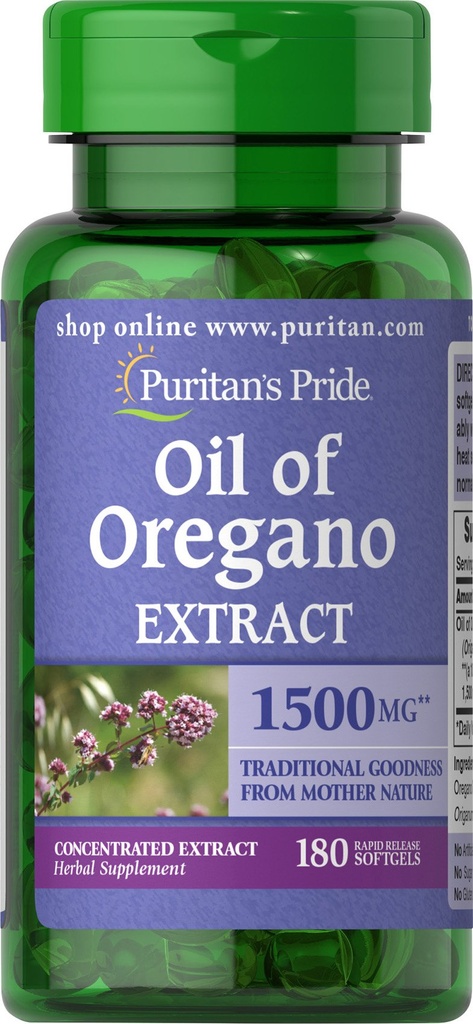 Puritánsky pýchový olej z Oregano Extract 150 mg Softgels, 180 grófov