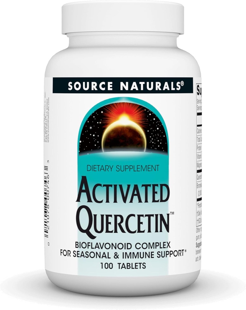 Zdroj Naturals Activated Quercetin - Plant-Derived Bioflavonoid Complex - Sezónna a imunitná obrana - 100 tabliet