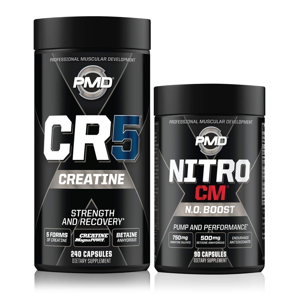 PMD Sports CR5 Profesionálny kreatín komplex (240 kapsúl) Sports Nitro CM Oxid dusnatý (90 kapsúl)