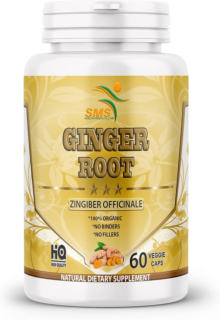 Organická zázvor koreňový prášok (Zingiber officinale) Podpora trávenia - 60 Veggie Kapsule