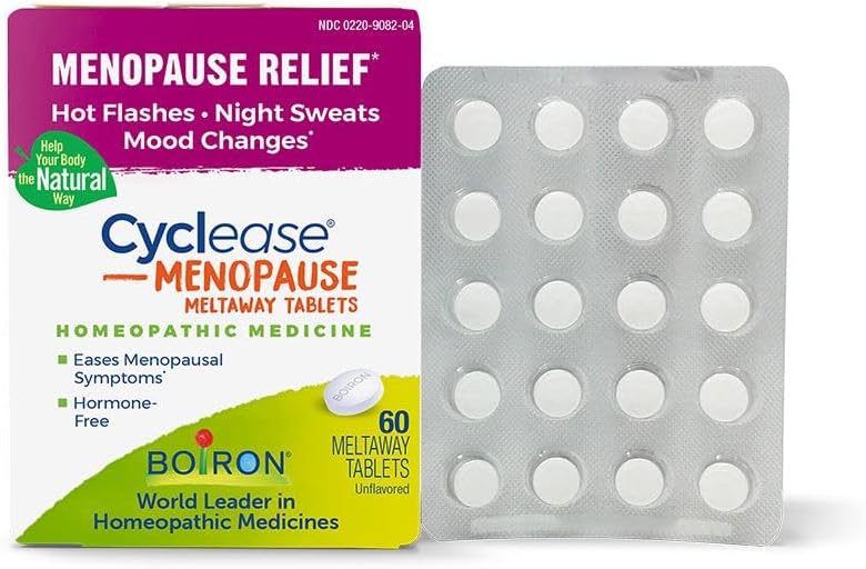 Boiron Cyclase Menopauza Tablety na zmiernenie návalov horúčavy, nočné potenie, podráždenosť, a Mood Swings - 60 Počet