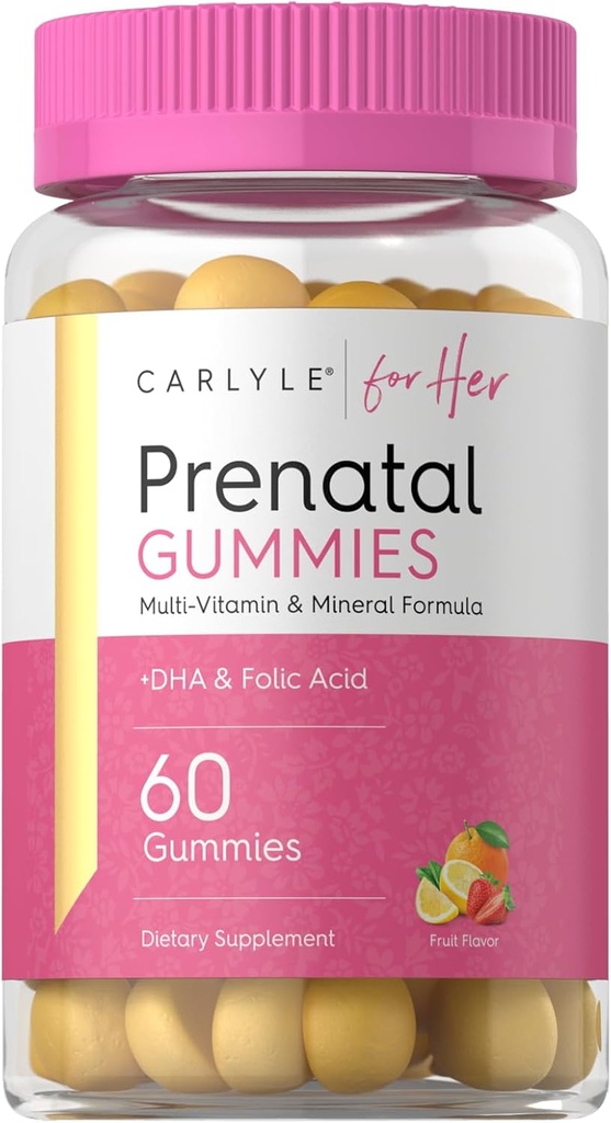 Carlyle prenatálne Gummies pre ženy s DHA a kyseliny listovej 60 gróf 