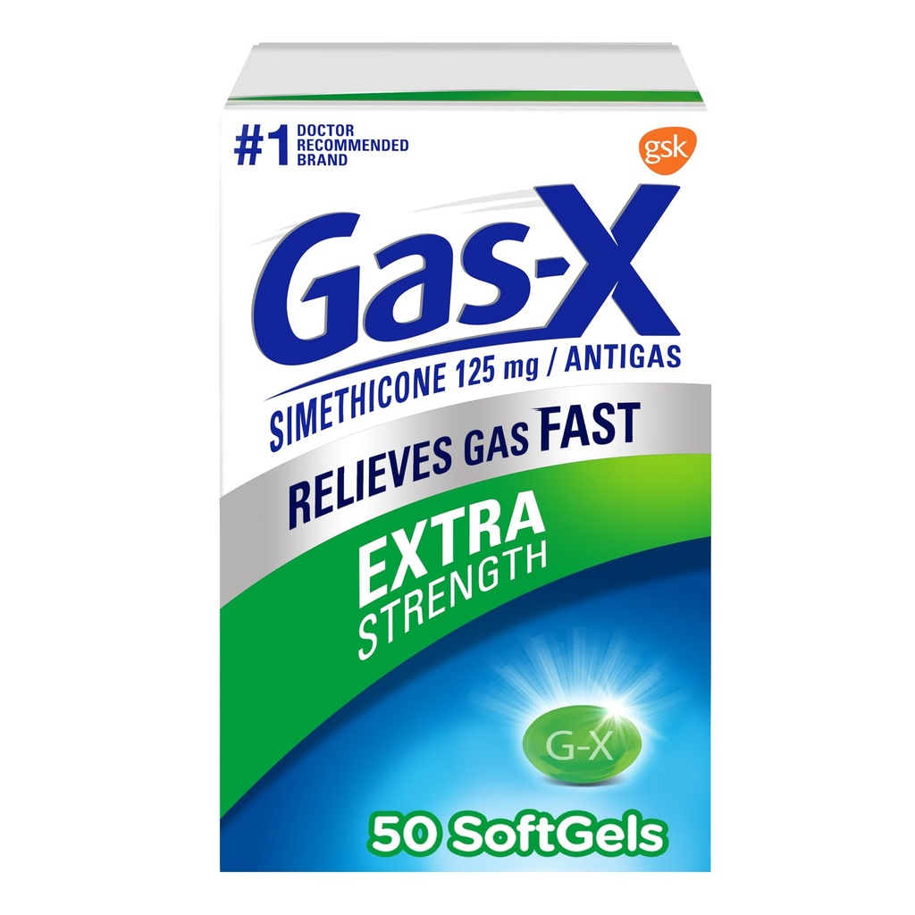 Gas-X extra sila Relief plynu Softgels s Simeticone 125 mg - 50 Počet