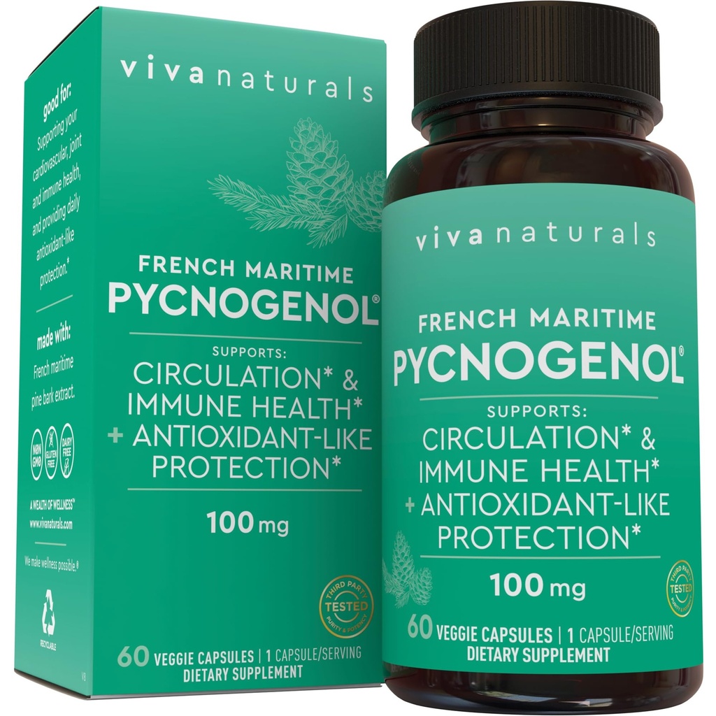Viva Naturals Pycnogenol - 100mg French Maritime Pine Bark Extract 