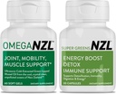 Omega-3 Natural Joint Relief Supplement Natural Muscle Support, Green-Lipped Mussel Oil Joint Support, No Fishy Dochute, 60 Softgels Plus jedna fľaša Super Greens 30 Kapsule